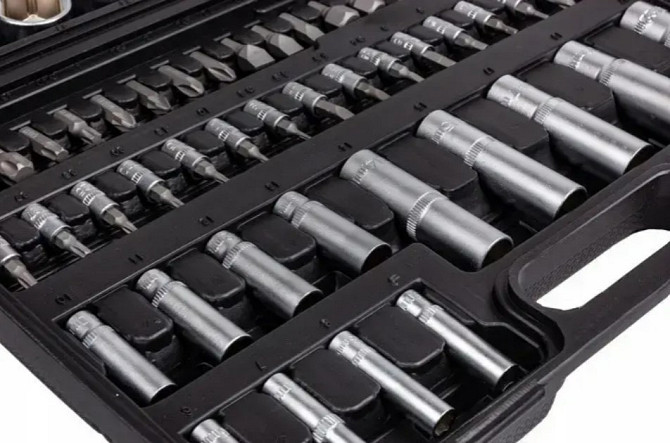 Набір інструментів 1/2" і 1/4" 108 шт у кейсі, головки, тріскачки, біти, подовжувачі, Cr-V сталь Одеса - фото 4