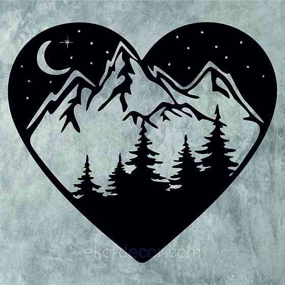 Декоративное настенное Панно «Сердце» Декор на стену 70*63 см, Черный Киев