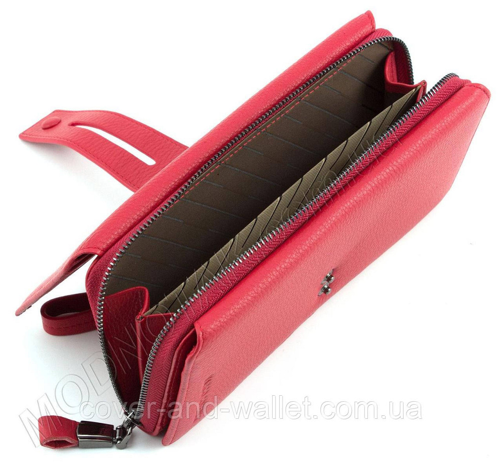Стильный женский кошелек клатч из натуральной кожи красного цвета Marco Coverna 1393 Киев - изображение 8