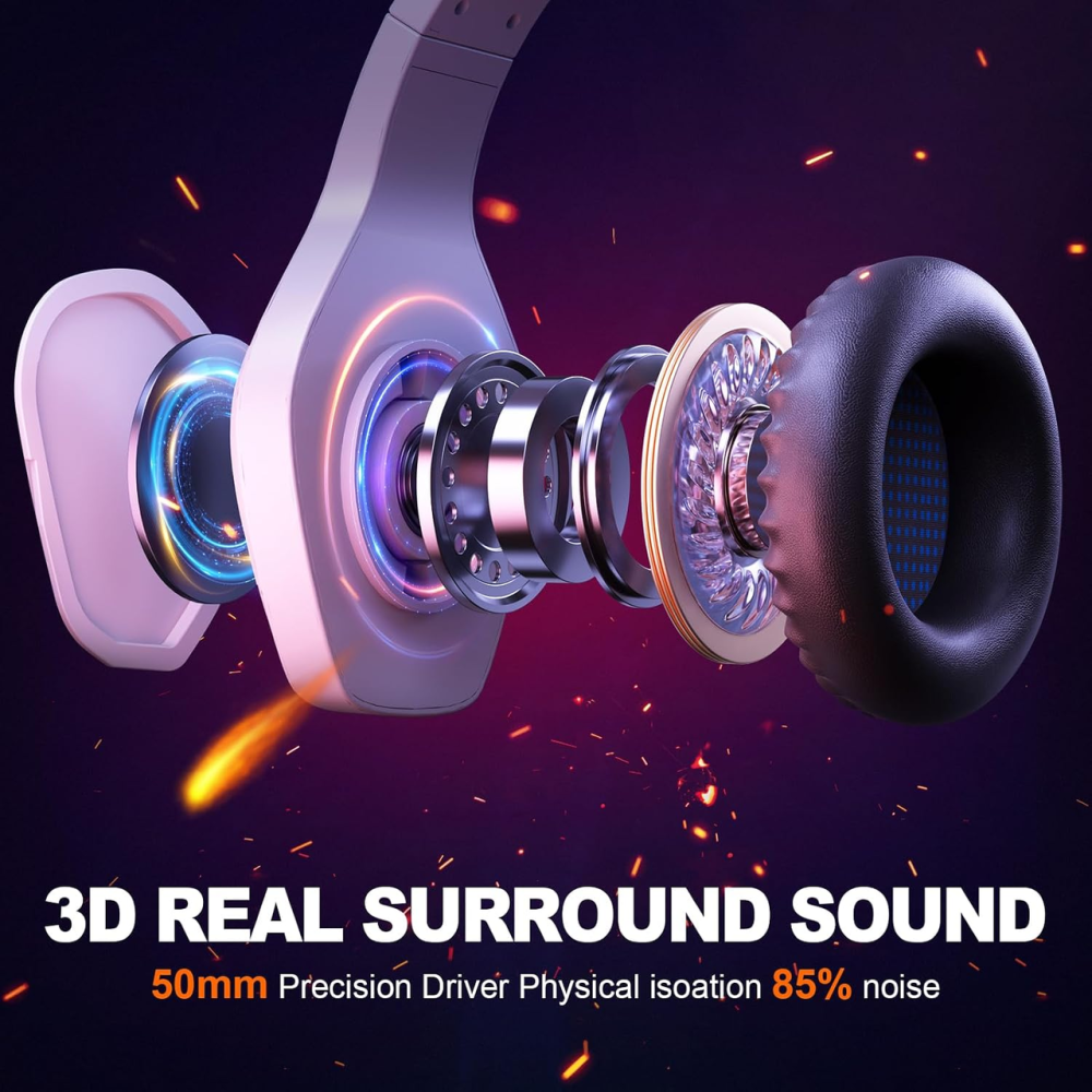 Ігрова гарнітура Krysenix PG1 RGB для PS5, PS4, ПК, Xbox, Nintendo Switch, 50 мм, мікрофон, 3,5 мм, блакитна Київ - фото 5