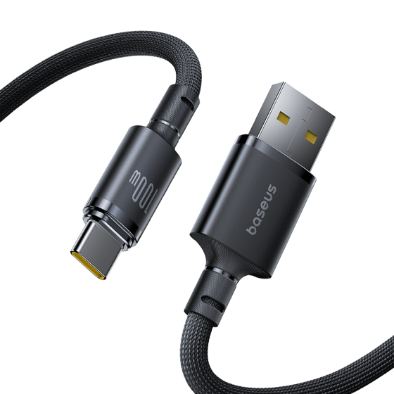 Кабель Baseus New Braided Fast Charging Cable USB-A to USB-C 100W/7.5W 1m Cosmic Black Одеса