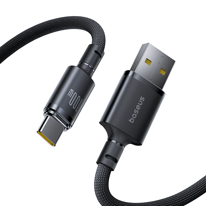 Кабель Baseus New Braided Fast Charging Cable USB-A to USB-C 100W/7.5W 1m Cosmic Black Одеса - фото 1