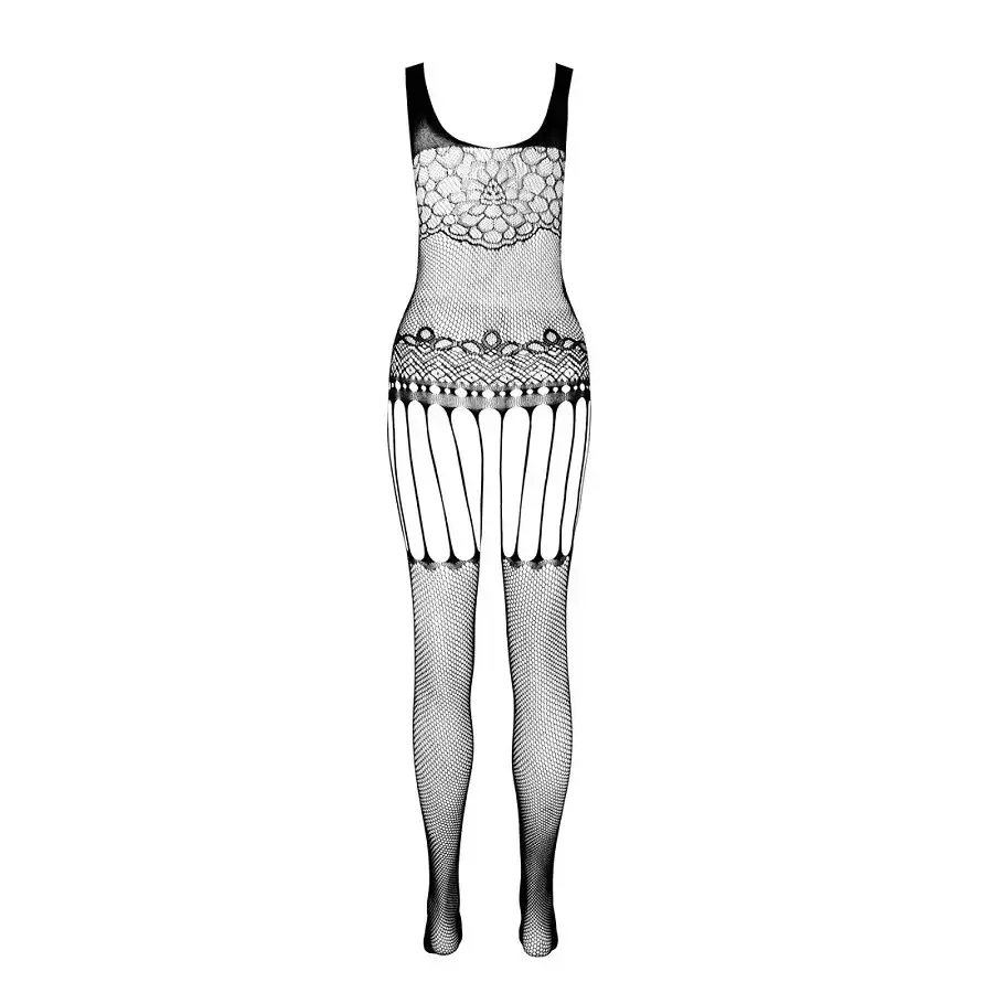 Бодістокінг Passion ECO BS001 One Size red, з доступом, імітація підв’язок, флористичний декор Львів - фото 4