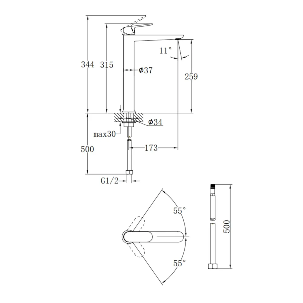 Змішувач для раковини Qtap Evia високий QTEVI269CRM47577 Chrome Київ - фото 9