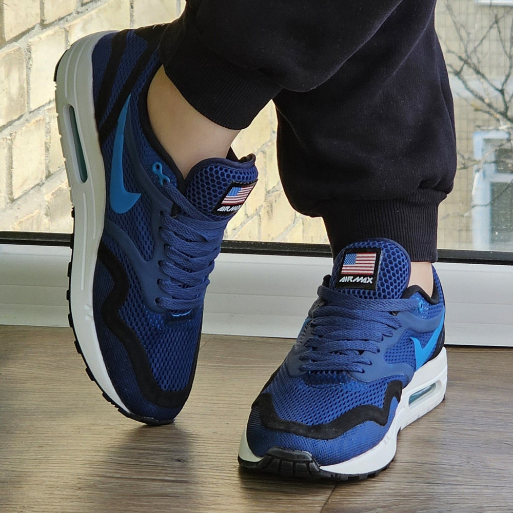 Чоловічі Кросівки Nike Air Max 90 Сині Найк Літні Сіточка (розміри: 41,42,43,44,45) Відео Огляд Дніпро - фото 8