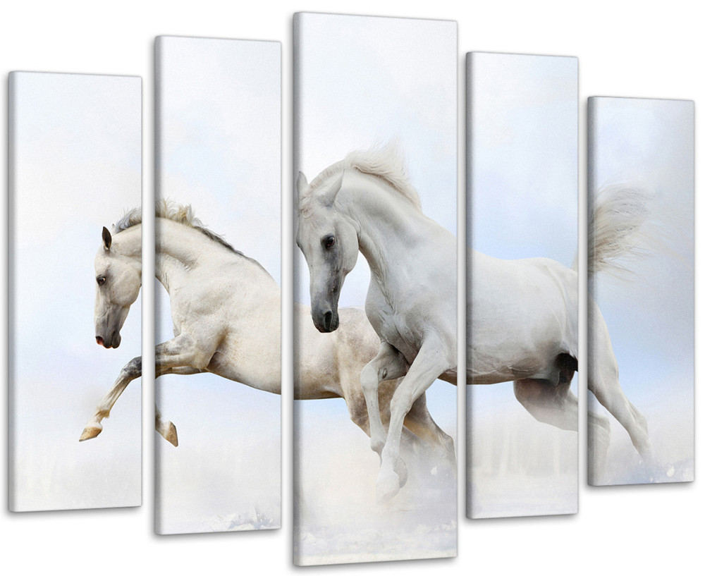 Модульная картина Лошади Белые Art-121_5 105x150 см Киев - изображение 1