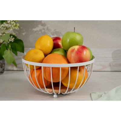 Фруктовница Ardesto Midori 25х25х13см, метал, дерево, білий (AR0904W) Винница - изображение 10