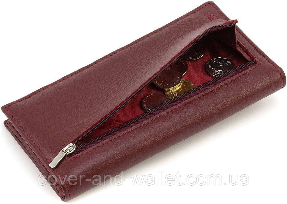 Вертикальный женский купюрник из натуральной кожи бордового цвета ST 152 Киев - изображение 3