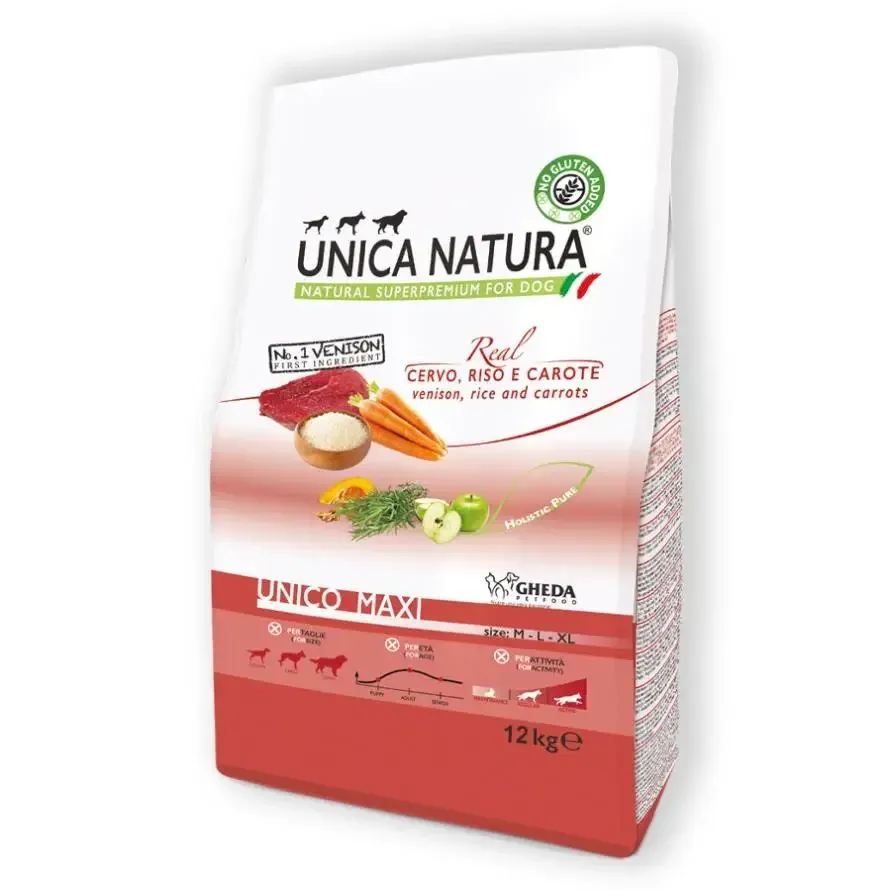 Сухой корм для собак Gheda Unica Natura Unico Maxi корм для больших пород собак (оленина, рис и морковь), 12кг Винница - изображение 1