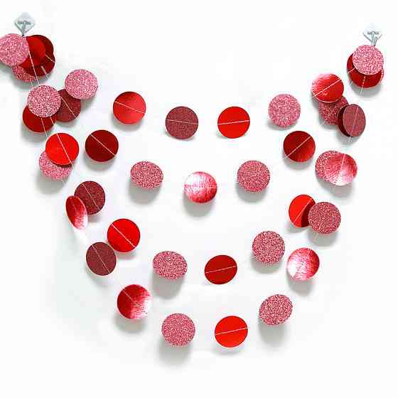 Гирлянда на нитке Кружки 4 м на 5 см красный Киев