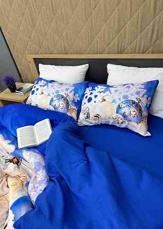 Комплект постільної білизни Фланель, Євро 200х220 з Різдвяним (Новорічним) принтом (88-199) Київ