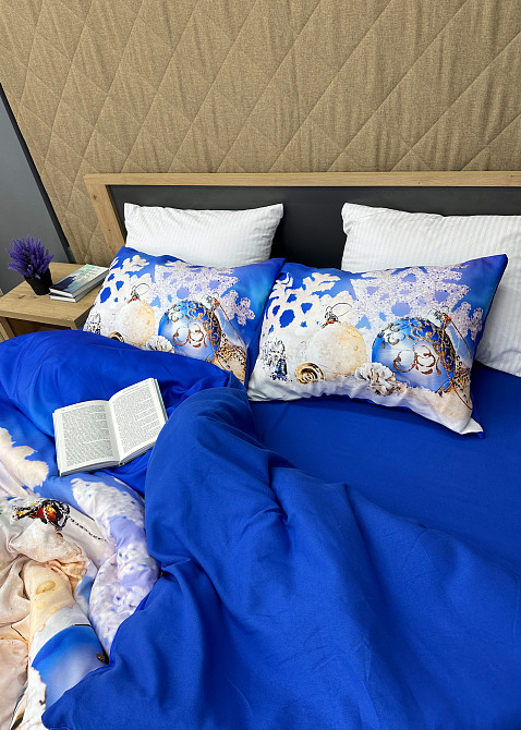 Комплект постільної білизни Фланель, Євро 200х220 з Різдвяним (Новорічним) принтом (88-199) Київ - фото 6