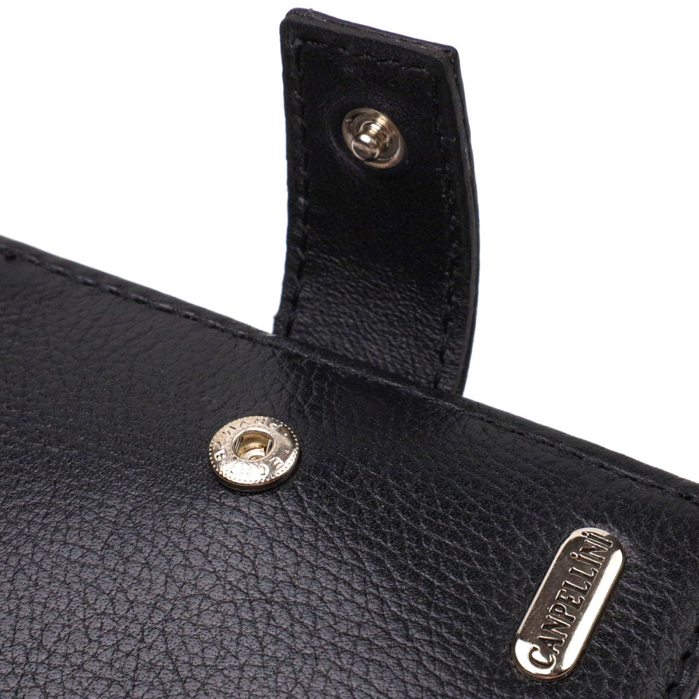 Классический мужской бумажник из натуральной кожи флотар CANPELLINI 21791 Черный Киев - изображение 5