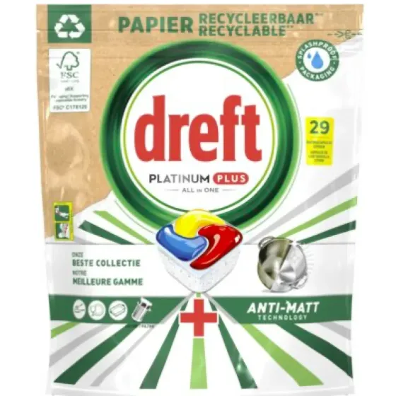 Капсулы для посудомоечной машины с усиленной формулой Dreft Platinum plus all in one 29 капсул Львов
