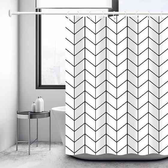 Шторка для ванной комнаты Bathlux 180 x 180 люкс качество с водоотталкивающим покрытием, Белая с ромбиками Каменец-Подольский