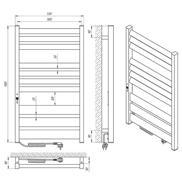 Електрична рушникосушка Laris Зебра Лавина ЧКЧ10 500Х900 Е чорний Київ - фото 6