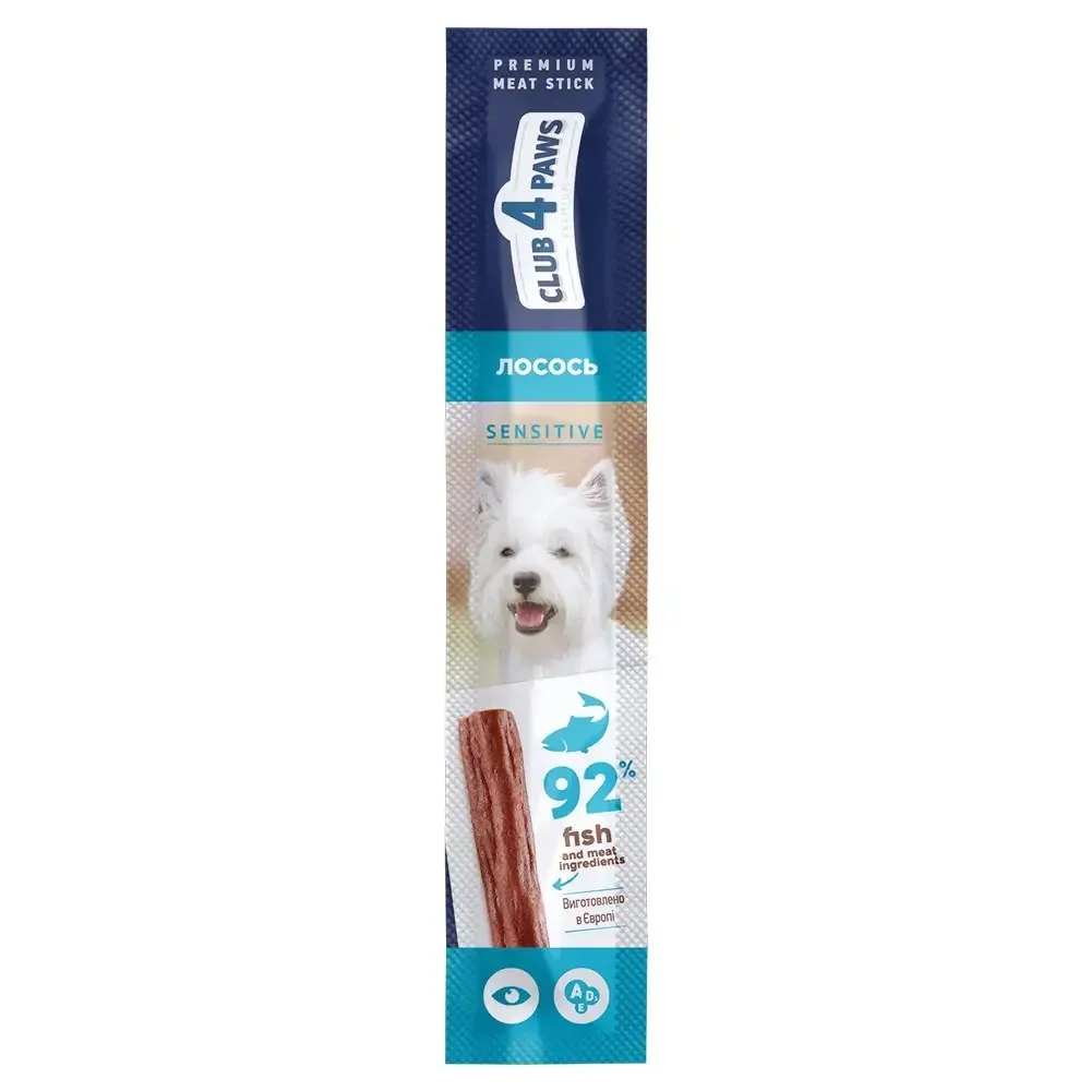Мясная палочка для собак CLUB 4 PAWS (Клуб 4 Лапы) с чувствительным пищеварением с лососем 1 шт (12 г) Винница - изображение 1