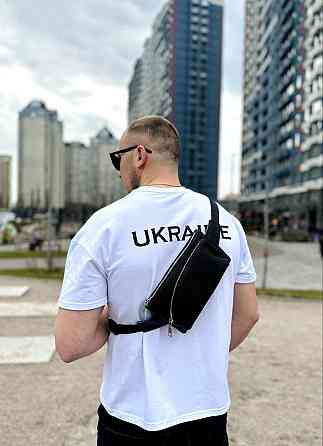 Сумка поясная (бананка) Tiding Bag (14 х 25 х 8 см) из натуральной кожи Черный Киев