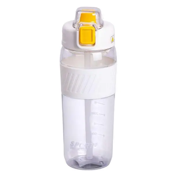 Yiwu Пляшка для води 600 мл пляшка в школу для тренувань із трубочкою та ручкою 22 см Біла HP-1 Киев - изображение 1