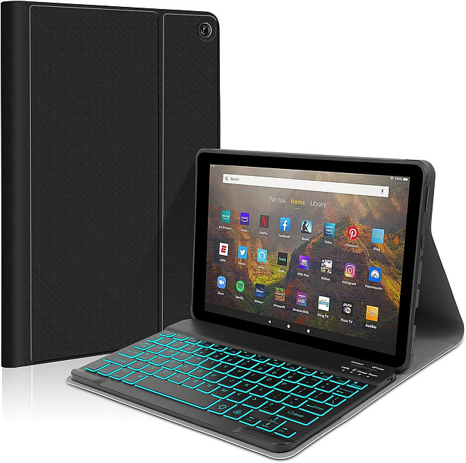 Чохол-клавіатура JUQITECH для mazon Kindle Fire HD 10/10 Plus 10.1 дюйма 2021 11-го покоління м'який Дніпро - фото 1