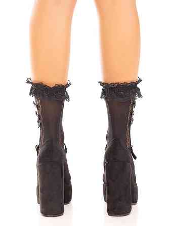 Шкарпетки ажурні Leg Avenue Mini Bow Lace Anklet, чорні, з рюшами, декор — бантики Sex Aura Київ