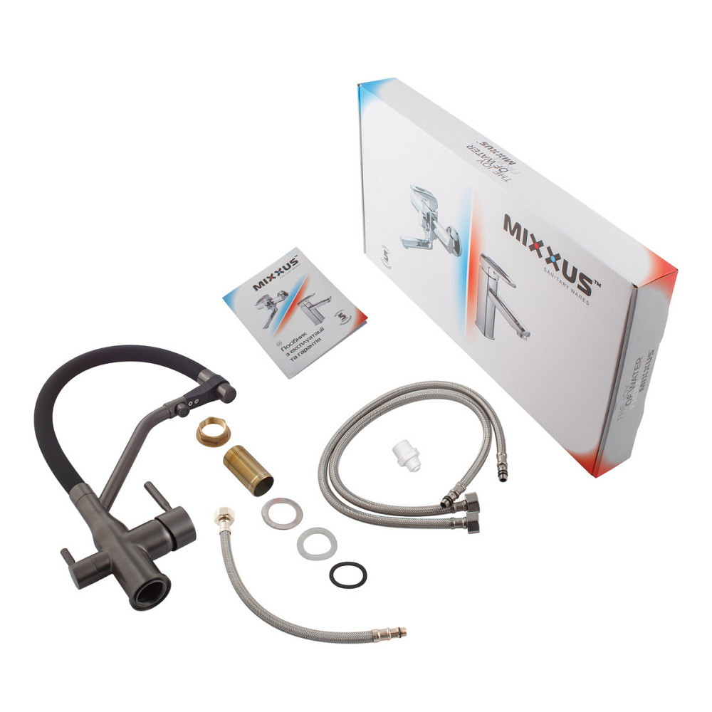 Кухонный смеситель MixxusPremium Gravity 021 графитовый с черным отражающим покрытием (MI6979) Харьков - изображение 6