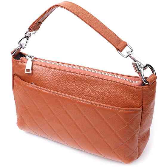 Сумка для женщин среднего размера на три отделения из натуральной кожи Vintage 22804 Рыжий Киев