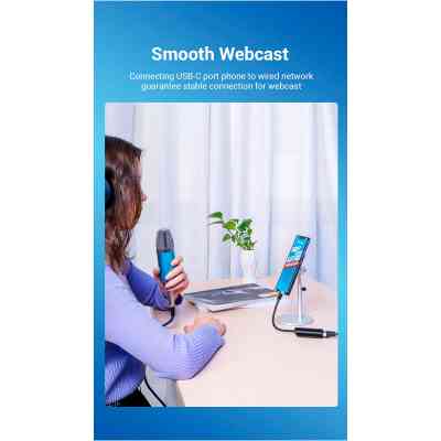 Переходник USB3.1 Type-C to Ethernet RJ45 1000 Mb Gigabit Vention (CFBBB) Винница