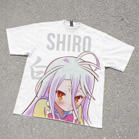 Футболка чоловіча з принтом аніме Аніме Но Гаме Но оверсайз (S/M/L) Білий Дніпро