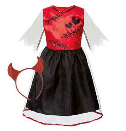Дитяча сукня з обручем ріжками Диявол на Хелловін розмір М 7-10 років червоне з чорним Київ