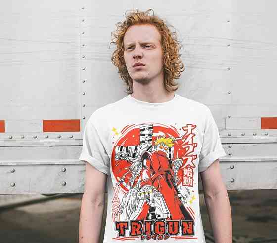 Футболка для хлопчика з аніме принтом Трігун Васх Стампеде Моон оверсайз (зріст від 165 до 180) Чорний AnimeJ0956m Дніпро
