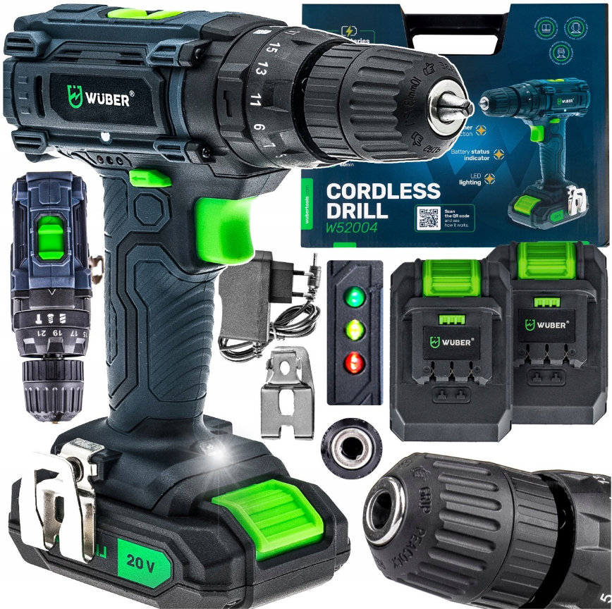 Аккумуляторный шуруповерт Wuber 20В +2 батареи (Польша) Киев - изображение 1