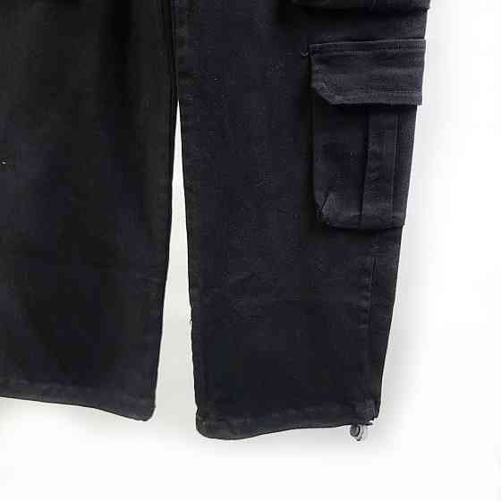 Детские черные брюки карго с накладными карманами 120.130 Николаев