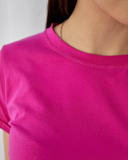 Базова футболка жіноча однотонна Малиновий L Харків - фото 4