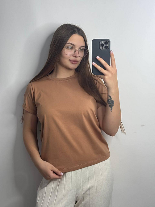 Базовая футболка женская однотонная Розовый XXL Харьков - изображение 4