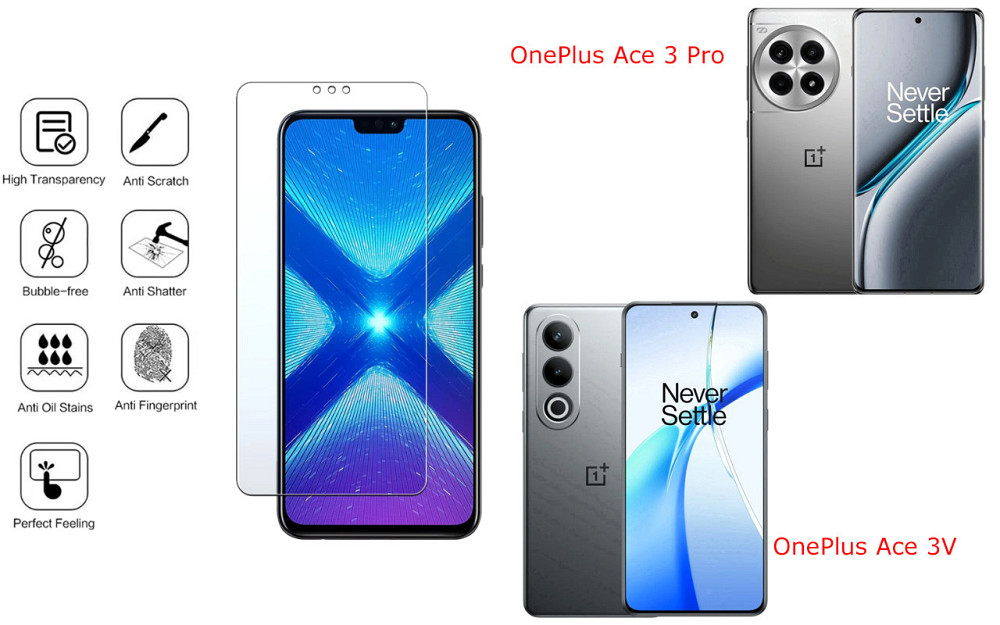 Защитное стекло NeoGlass для OnePlus Ace 3 Pro, OnePlus Ace 3V – ультрапрозрачное и устойчивое Киев - изображение 4