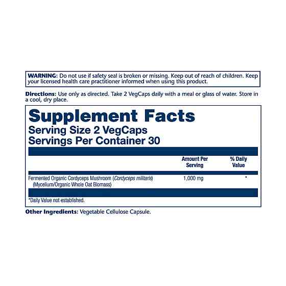 Кордицепс ферментований гриб Solaray Org Grown Fermented Cordyceps 1000mg 60 vcaps Київ