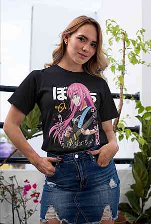 Футболка з аніме принтом Каваіі Фуннй Хіторі Готоу оверсайз (S/M/L) Чорний AnimeJ0276 Дніпро