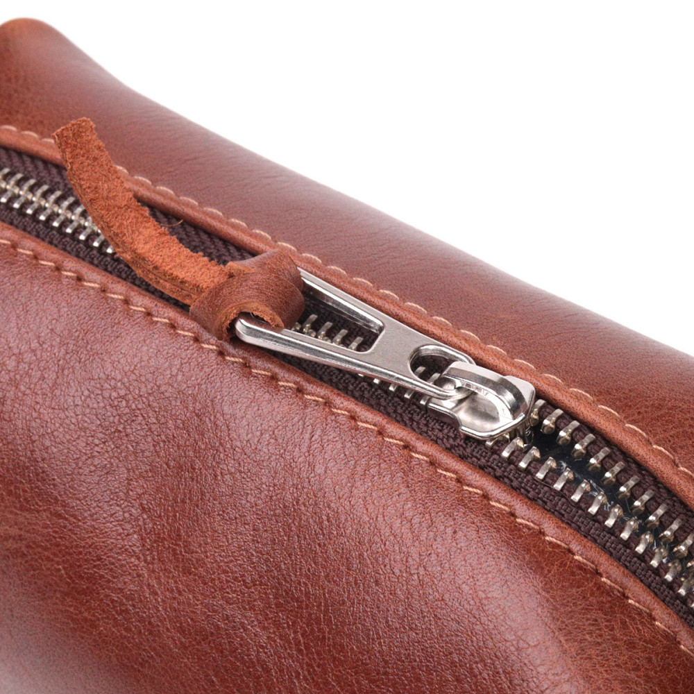 Косметичка невеликого розміру з гладкої шкіри на блискавці Серце GRANDE PELLE 16762 Світло-коричнева Київ - фото 5