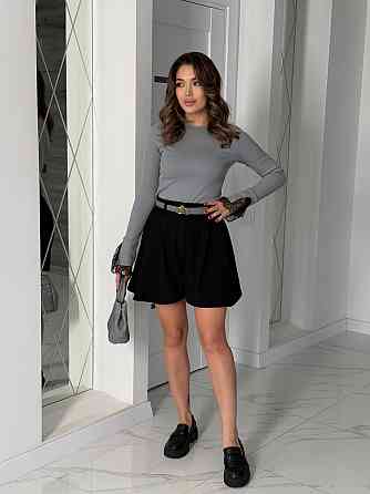 Женский лонгслив рубчик с кружевом Chic 54-56, Серый Киев