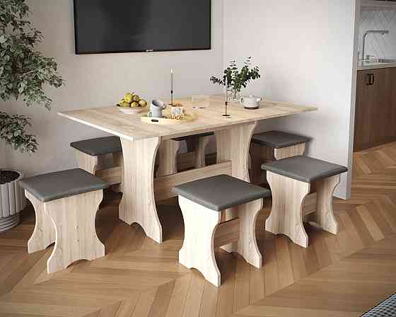 Табуретка с мягким сиденьем, табурет на кухню 35х35х44 см Ткань Дорандо (темный) / ДСП Дуб Сонома Львов