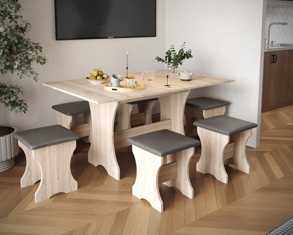 Табуретка с мягким сиденьем, табурет на кухню 35х35х44 см Ткань Дорандо (темный) / ДСП Дуб Сонома Львов - изображение 4