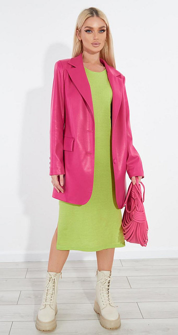 Подовжений шкіряний піджак (42) Київ - фото 2