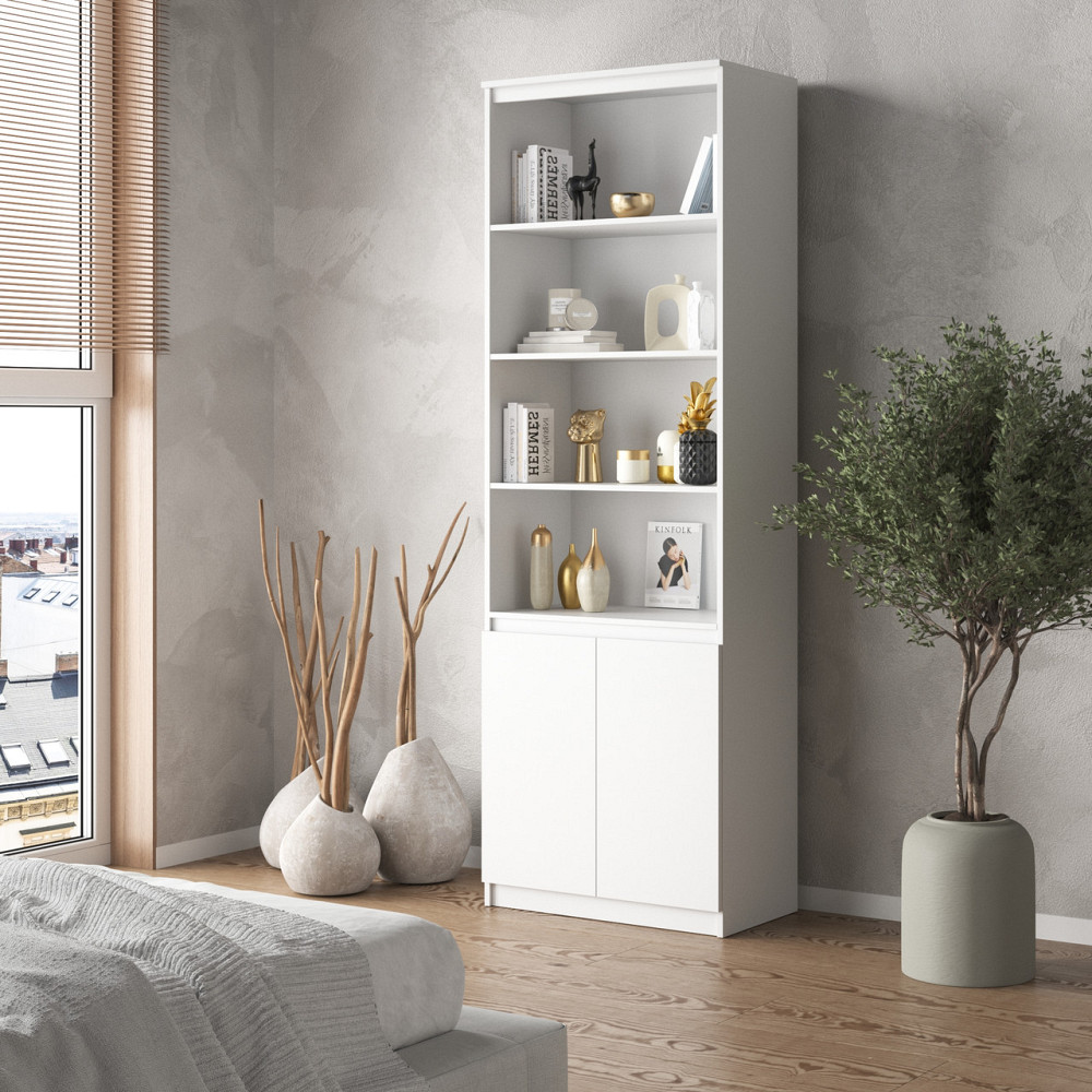 Шкаф для книг VAYS, пенал с полками R-29 Белый Львов - изображение 1