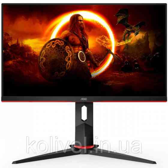 TFT 23.8" AOC Q24G2A/BK, QHD, IPS, 165Hz, 1ms, HDMI, DP, HAS, Pivot, чорний з червоним (Q24G2A/BK) Київ