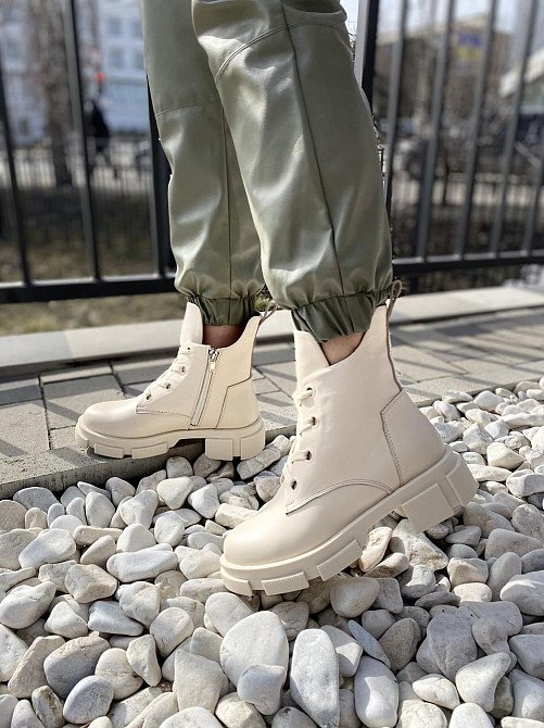 Черевики жіночі GREMMY бежеві натуральна шкіра висота 17 см розмір 39 (4330) Коломыя - изображение 1