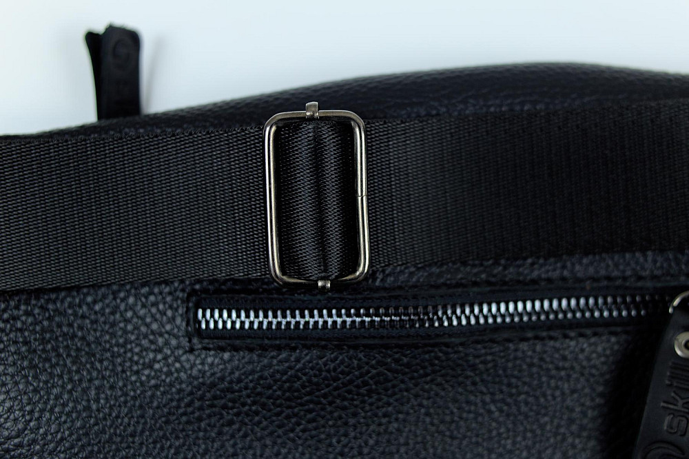 Бананка із натуральної шкіри, шкіряна сумка на пояс SKILL Lodka (Чорна) Суми - фото 12