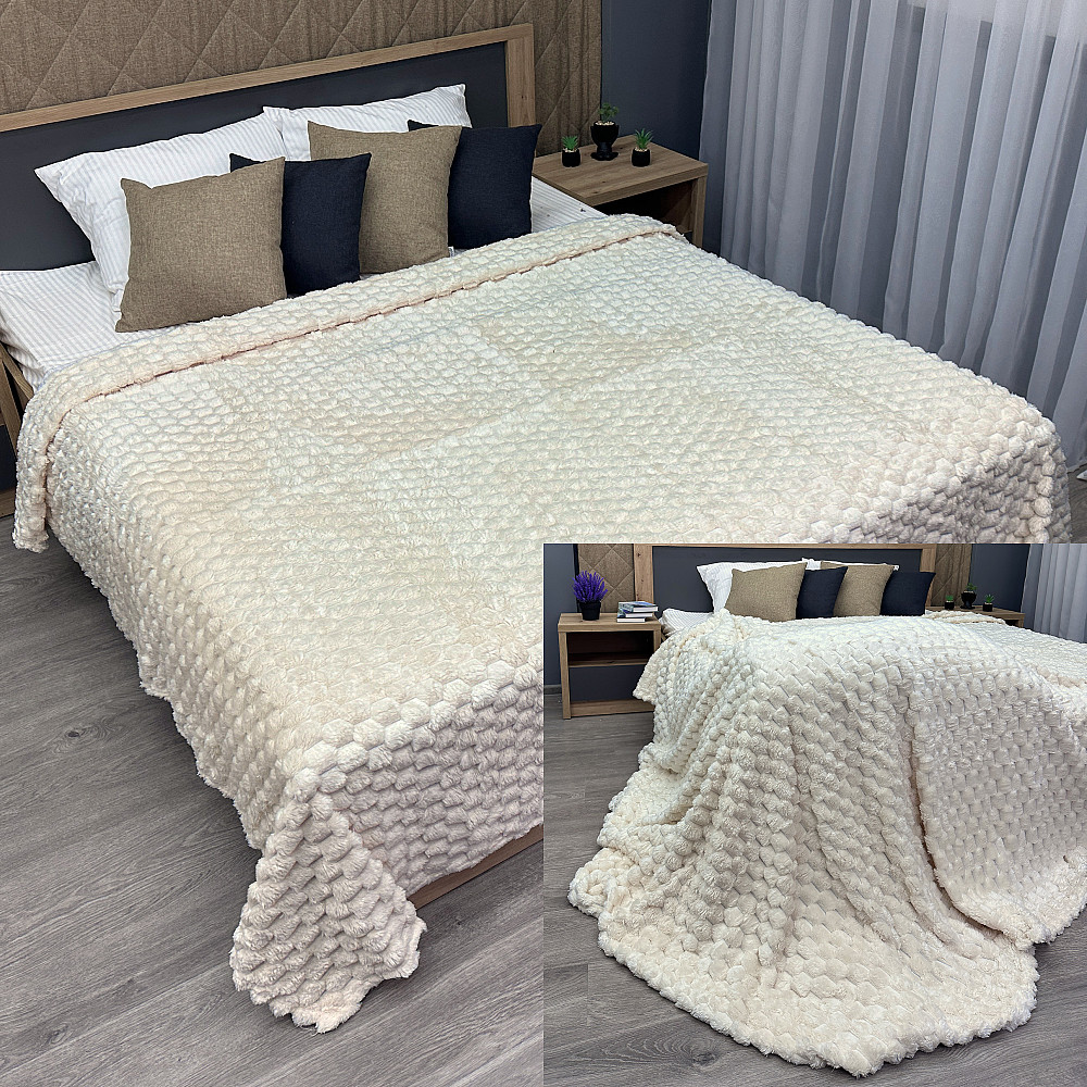 Плед-покривало 210х210 см (+-5см) Соти Кремовий (87-211) Київ - фото 1