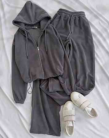 Женский прогулочный костюм двойка турецкий велюр Графитовый, 42/46 Одесса