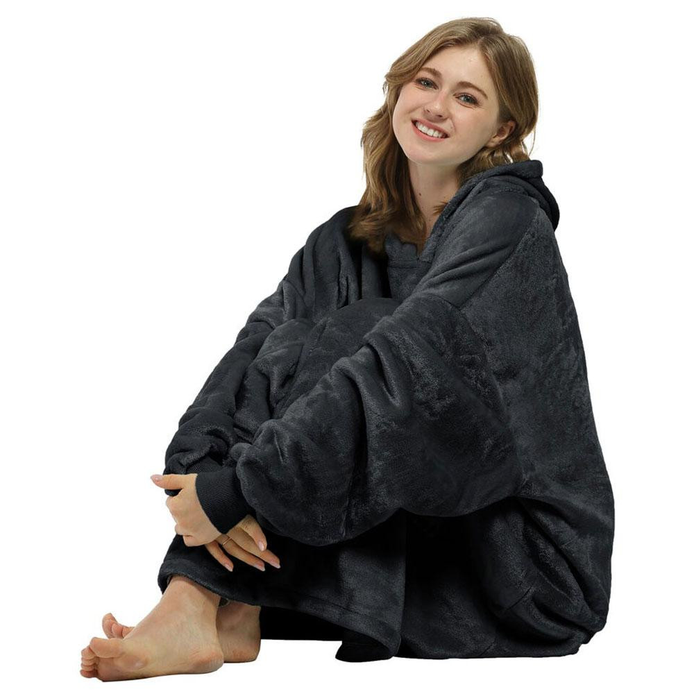 Плед толстовка с капюшоном HUGGLE HOODIE (80х100 см), унисекс, Черный / Зимний плед-худи / Оверсайз толстовка Киев - изображение 3